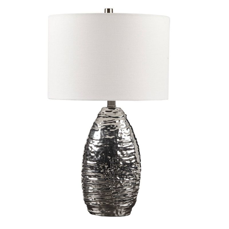Livy Ceramic Table lamp Silver Base/White Shade - Hampton Hill, 3 of 8