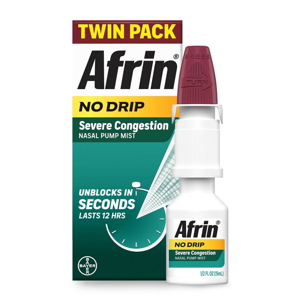 Afrin Nasal Spray No Drip Severe Congestion Relief - 2ct/1 fl oz