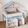Full Size Loft Bed with House Canopy Roof, Storage Cabinet & Shelves - ModernLuxe - 2 of 4