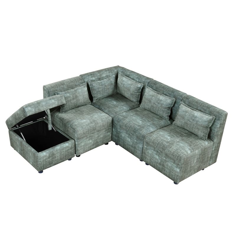 5 Seat Sectional Sofa, Free-Combined Modular Sofa Couches with Storage Ottoman-ModernLuxe, 5 of 10