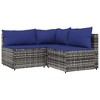 3 Piece Patio Lounge Set with Cushions Poly Rattan  vidaXL - 2 of 4