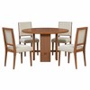 Grungis 5-Piece Round Dining Table Set for 4,Minimalist Farmhouse Dining Table with 4 Wood Upholstered Chairs,Dining Set for Dining Room - 4 of 4