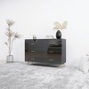 Vynxaria High Glossy Surface 6 Drawers Chest of Drawer with Golden Handle and Golden Steel Legs Black Color Vanity - 3 of 4