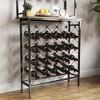 Hachikiko Freestanding Industrial Wood & Metal Wine Rack with 3-Tier Storage, Wine Glass Holder & 20-Bottle Capacity - Multifunctional Tall Wine Stand - 4 of 4