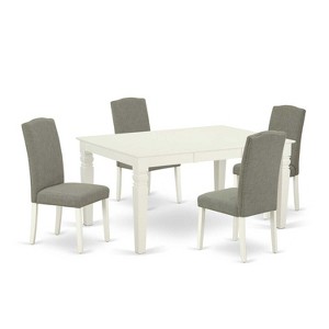 Rectangle Kitchen Table Set - 5Pc Dining Table with Chairs - Antique Appeal - 42/60 Inch Table & Linen White Legs - 1 of 4