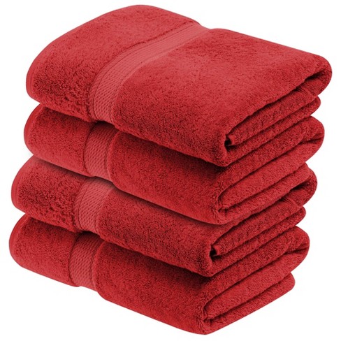 Premium Cotton 800 GSM Heavyweight Plush Luxury 4 Piece Bathroom Towel Set,  Red - Blue Nile Mills