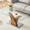 39.4" Rectangular Coffee Table with Tempered Glass Top and Artistic MDF Legs for Living Room, Dining, and Office Use - 2 of 4