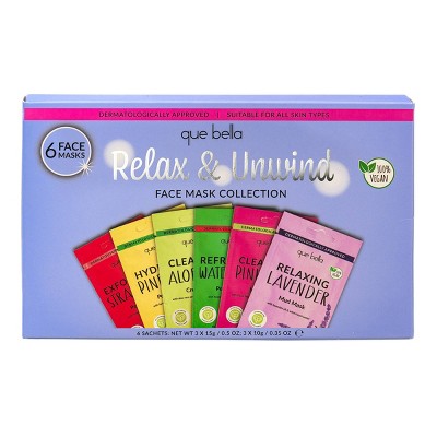 Que Bella Relax & Unwind Face Mask Collection - 6pc