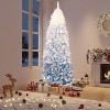 Clearance! 6 FT Prelit Blue Gradient Snow Flocked Christmas Tree, Slim Pencil Xmas Tree, Hinged Branches, Easy Setup - 2 of 4