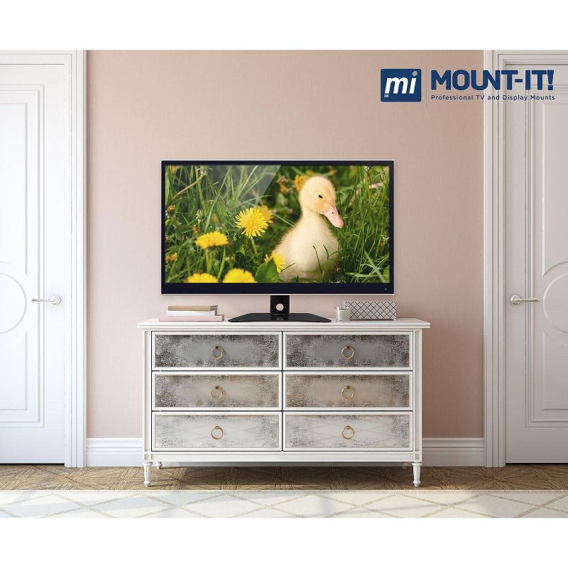 Mount-It! Universal Swivel TV Stand | Tabletop TV Stand for 32 - 55 in. | Replacement TV Stand with Anti-tip & Tempered Glass Base | 88 Lbs. Capacity, 3 of 9