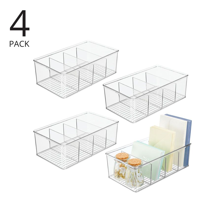 mDesign Plastic Divided Office Organizer Bin with 4 Sections, 2 of 11