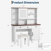 Farmhouse Makeup Vanity Desk with Mirror & Lights, Power Outlet, 2 Drawers & Cushioned Stool, Glass Top Dressing Table - 2 of 4