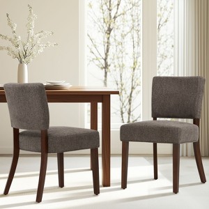 Set of 2 Mid-Century Modern Upholstered Dining Chairs with Wood Legs, Fabric Kitchen Side Chairs with Back for Dining Room or Restaurant - 1 of 4