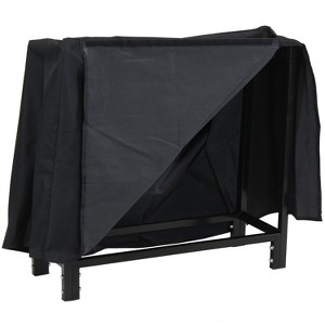 Sunnydaze Outdoor Steel Firewood Log Rack Holder with Weather-Resistant Heavy-Duty Polyester Log Rack Cover - 30" - Black - 1 of 4