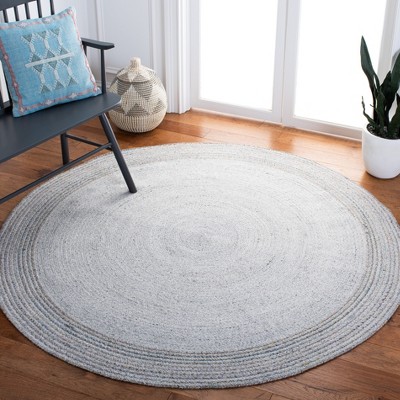 Handwoven Harmony Grey and Yellow Synthetic 5' Round Area Rug