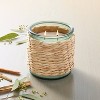 2-Wick Tinted Glass Eucalyptus & Santal Rattan Wrapped Jar Candle Green 13oz - Hearth & Hand™ with Magnolia - 2 of 3