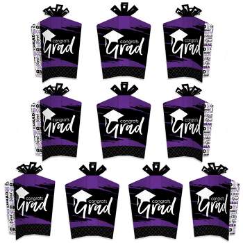 Big Dot of Happiness Purple Graduation Table Decorations - Party Fold and Flare Centerpieces - 10 Count