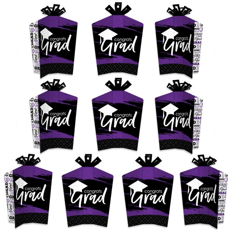 Big Dot of Happiness Purple Graduation Table Decorations - Party Fold and Flare Centerpieces - 10 Count, 1 of 8