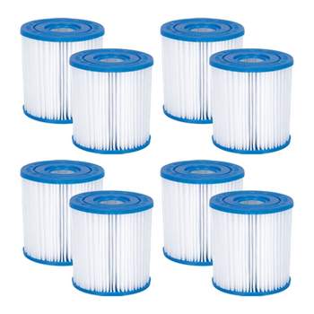 Summer Waves P57100402 Replacement Type I Swimming Pool and Hot Tub Spa Cartridge with Heavy Duty Ultimate Filtration Paper (8 Pack)