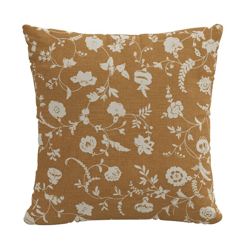 18&#34;x18&#34; Robina Floral Polyester Throw Pillow Ochre - Skyline Furniture, 1 of 7