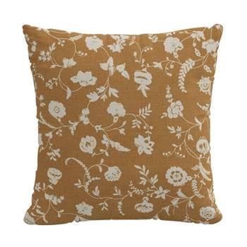 18"x18" Robina Floral Polyester Throw Pillow Ochre - Skyline Furniture