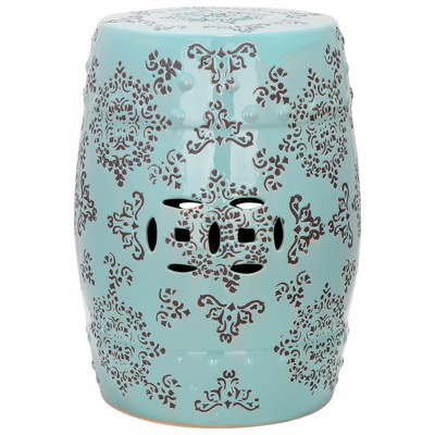 Medallion Garden Stool - Light Blue Pattern  - Safavieh