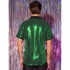 Lars Amadeus Men's Contrasting Color Short Sleeves Disco Party Sparkly Sequins Shirt - 3 of 4