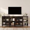 39.4" Modern Glass Arch Sideboard - Buffet Cabinet with Adjustable Shelves & Gold Handles for Entryway/Bathroom (Tempered Glass Doors) - 3 of 4