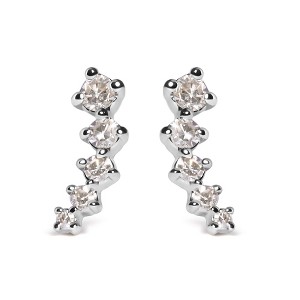 Haus of Brilliance 10K White Gold 1/10 Cttw Diamond Journey Style Climber Stud Earrings - 1 of 4