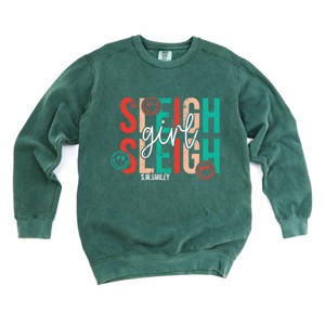 S.W.Smiley Sleigh Girl Sleigh - Womens Garment Dyed Sweatshirt - 1 of 3