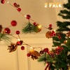 Christmas Garland Decoration with 20 LED Lights 6.3FT Pre-Lit Artificial Christmas Garland,Battery Powered with Red Berries Lighted Christmas Garland - 3 of 4