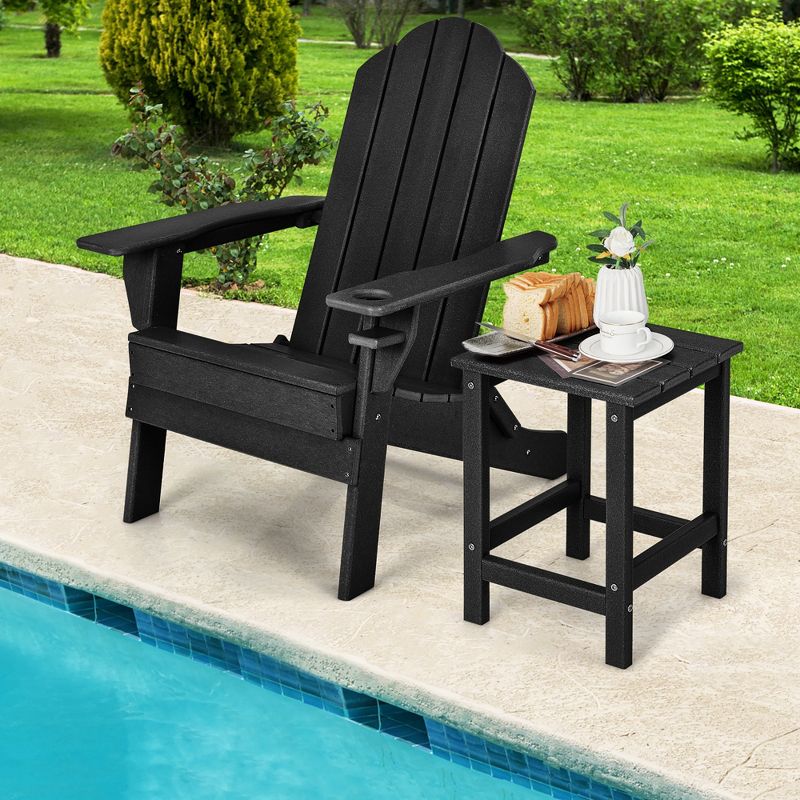 Costway 14'' Patio Adirondack Side End Table HDPE Square Weather Resistant Garden Black/Brown/Grey/White, 4 of 10