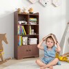 Costway 4-Tier Bookshelf 2-Door Storage Cabinet with4 Cubes Display Shelf for Home Office - 3 of 4