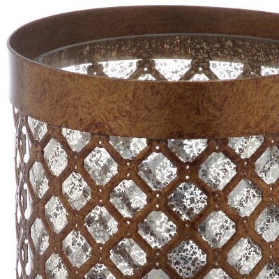 Elegant Borden Gold Mesh Hurricane Lamp Set, 11.5"