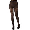 Memoi Women's Textured Cotton Rich Inverted Crochet Fashion Tights Black M-L - 2 of 4