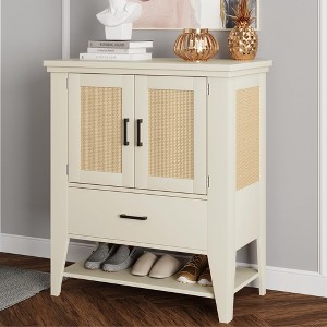Buffet Cabinet, Rattan Sideboard, Storage Cabinet with Door and Drawer, Modern Accent Cabinet - 1 of 4