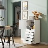 GALAXHERO 5-Drawer Wood Dresser with Top Cabinet, Mobile Storage Chest for Home Office, White - 3 of 4