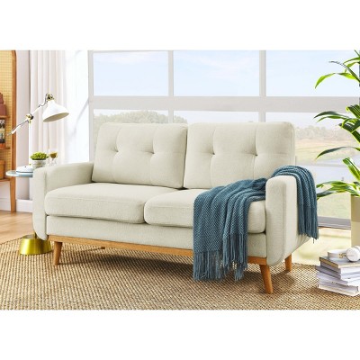 67.7'' Mid-Century Modern Loveseat Tufted Sofa with Wooden Legs and Polyester Upholstery for Living Room or Lounge-The Pop Home