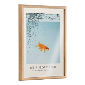 18" x 24" Blake Be A Goldfish Framed Printed Glass Natural - Kate & Laurel All Things Decor: Modern Animal Wall Decor, Sawtooth Back Mount - 1 of 4