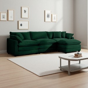 3-Seater Corduroy Sofa with Ottoman & L-Shaped Design - 1 of 4