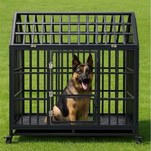 Dog Crate, 48 Inch Heavy Duty Dog Crates W/Roof Window， Lockable Wheels & Removable Tray,Large Steel Escape Proof Indoor/Outdoor Kennel - 1 of 4