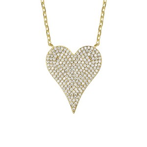 14K Gold Plated Pave Cubic Zirconia Heart Layering Necklace – A Glamorous and Elegant Design Featuring Sparkling Heart Accents for a Stylish Look - 1 of 3