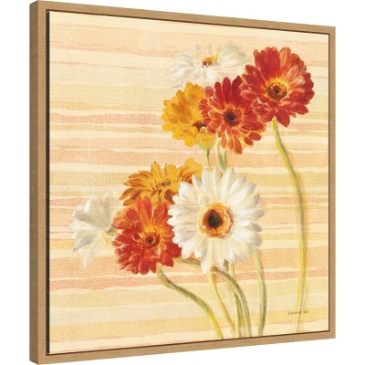 22" x 22" Vibrant Floral Botanical Canvas Print in Light Tones