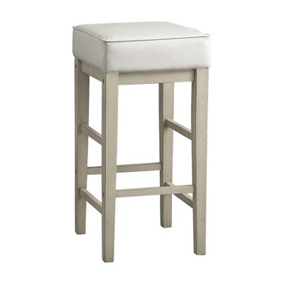 NicBex Dining Chairs Set of 2 Upholstered Chair Transitional Backless Faux Leather Stools Pub Height Stools for Kitchen, Home Bar, White