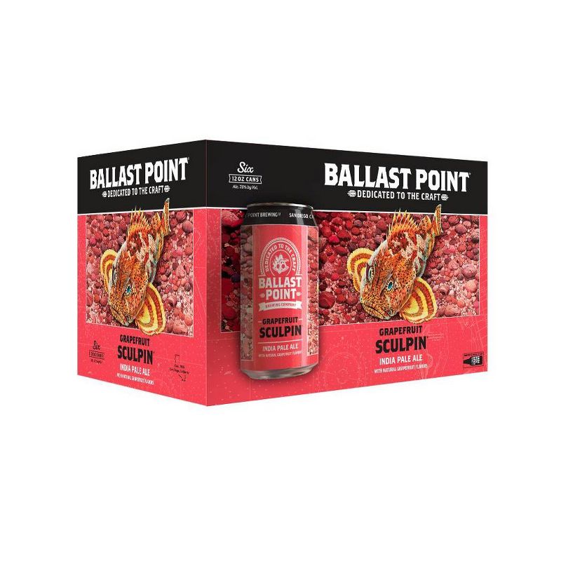 Ballast Point Grapefruit Sculpin IPA Beer - 6pk/12 fl oz Cans, 1 of 2