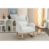 CAVINAS Modern Teddy Fabric Rocking Chair with Wooden Frame and Ergonomic Backrest, Upholstered Lounge Chair for Living Room and Bedroom - 3 of 4