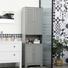 HOMCOM Tall Narrow Bathroom Storage Cabinet with Doors and Shelf Adjustability, Freestanding Bathroom Linen Cabinet, Bathroom Floor Cabinet - 2 of 4