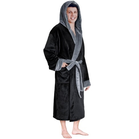 Pavilia Mens Robe Hooded Soft Bathrobe For Men Fleece Plush Warm