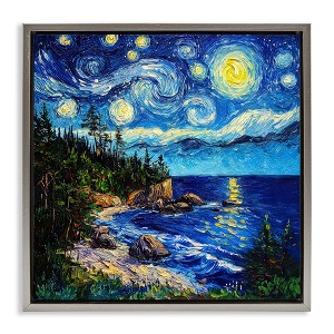 Stupell Industries Acadia National Park Post Impressionist Floating Frame Canvas Art - 1 of 4
