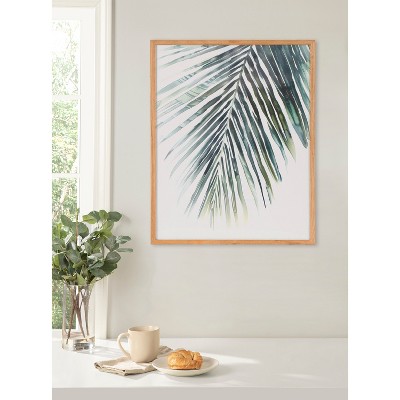 Natural Oak Framed Tropical Botanical Palm Print Art 16x20